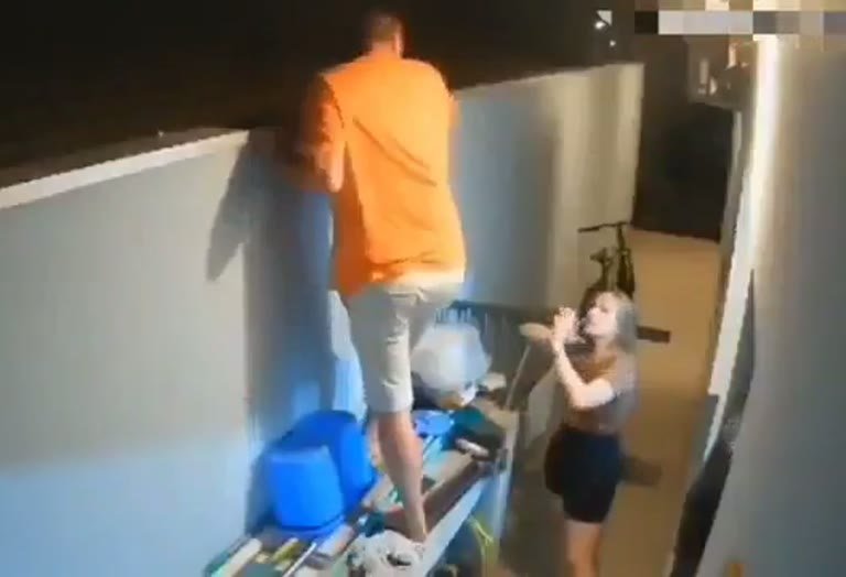 Man Climbs Shelf in Hallway Before the Whole Thing Gives Way