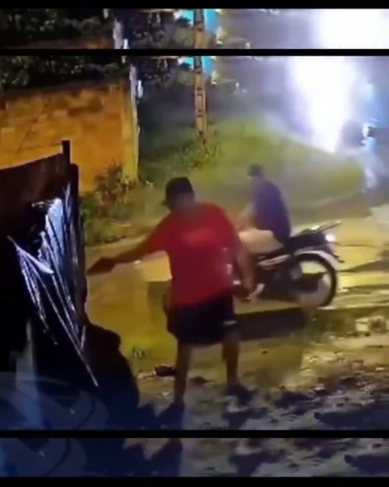 Night Street Clip: Riders, a Damaged Gate, a Long Object