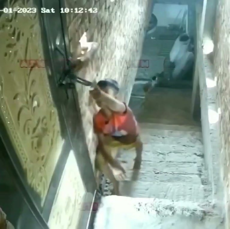 CCTV Clip Traces 44 Seconds of a Boy at a Building Doorway